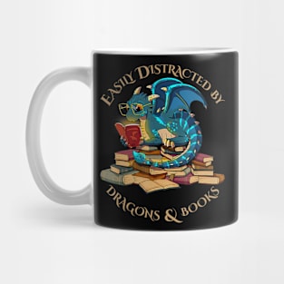 Easily Distracted By Dragons And Books Mug